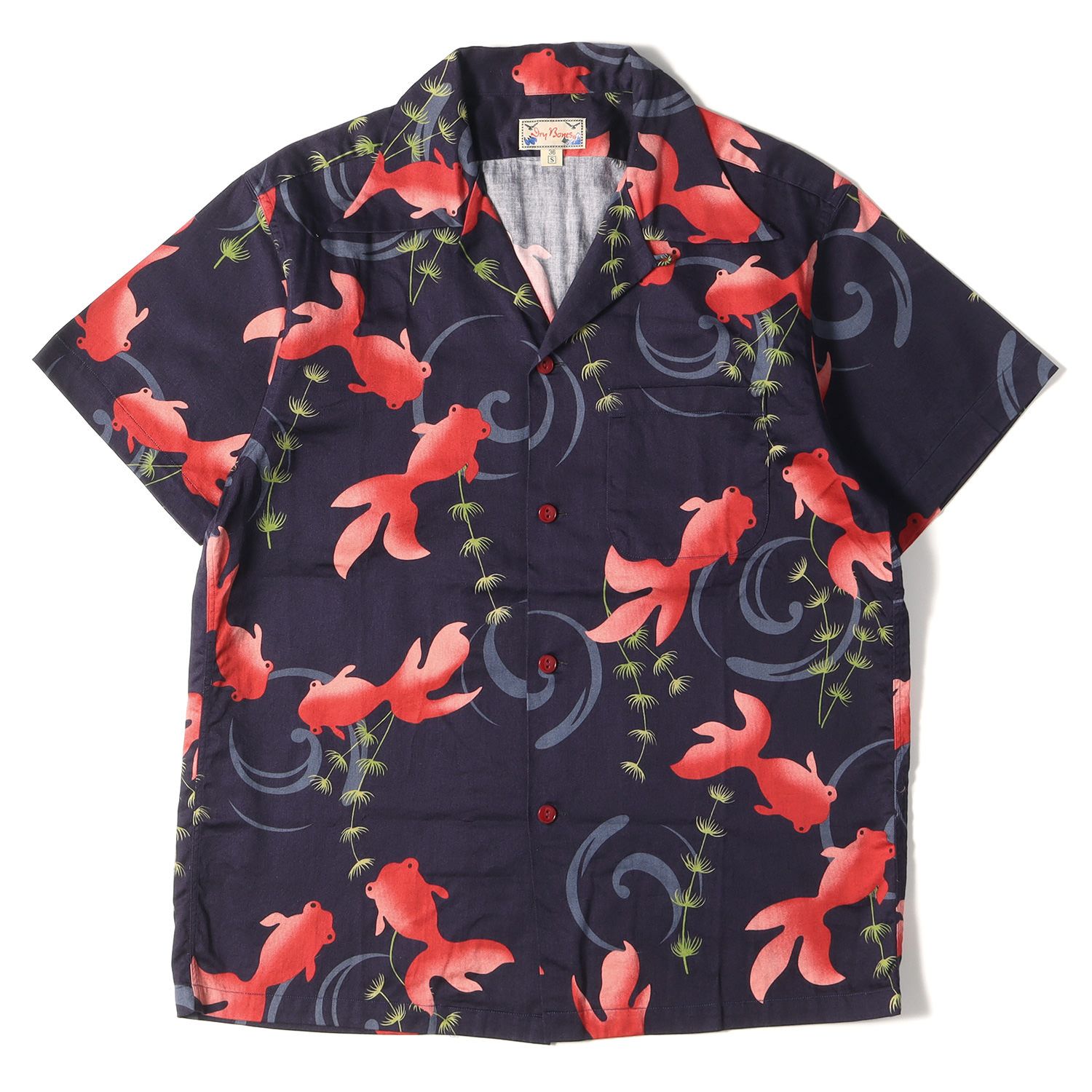 Dry Bones ドライボーンズ 金魚和柄 コットン アロハシャツ 36(S