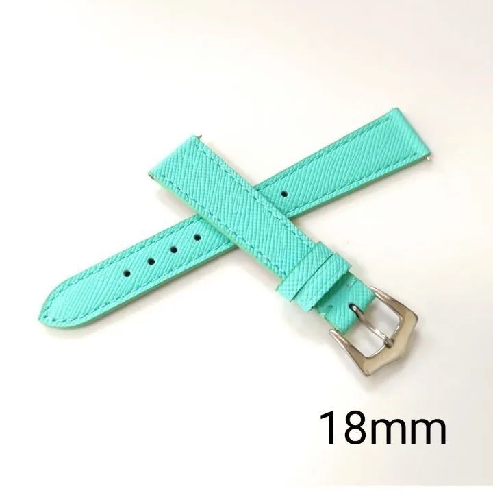 18mm 腕時計 グレインレザー ベルト ライトグリーン クイックリリースバネ棒 尾錠タイプ 【対応】 カルティエ タンク 等 Cartier
