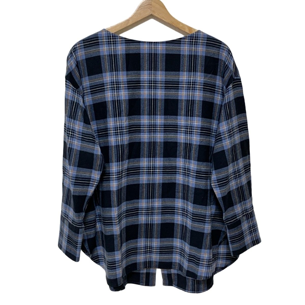 23区 ニジュウサンク 長袖シャツブラウス サイズ46 XL レディース - ブルーグレー×黒×マルチ バックボタン|チェック柄|canclini fabric