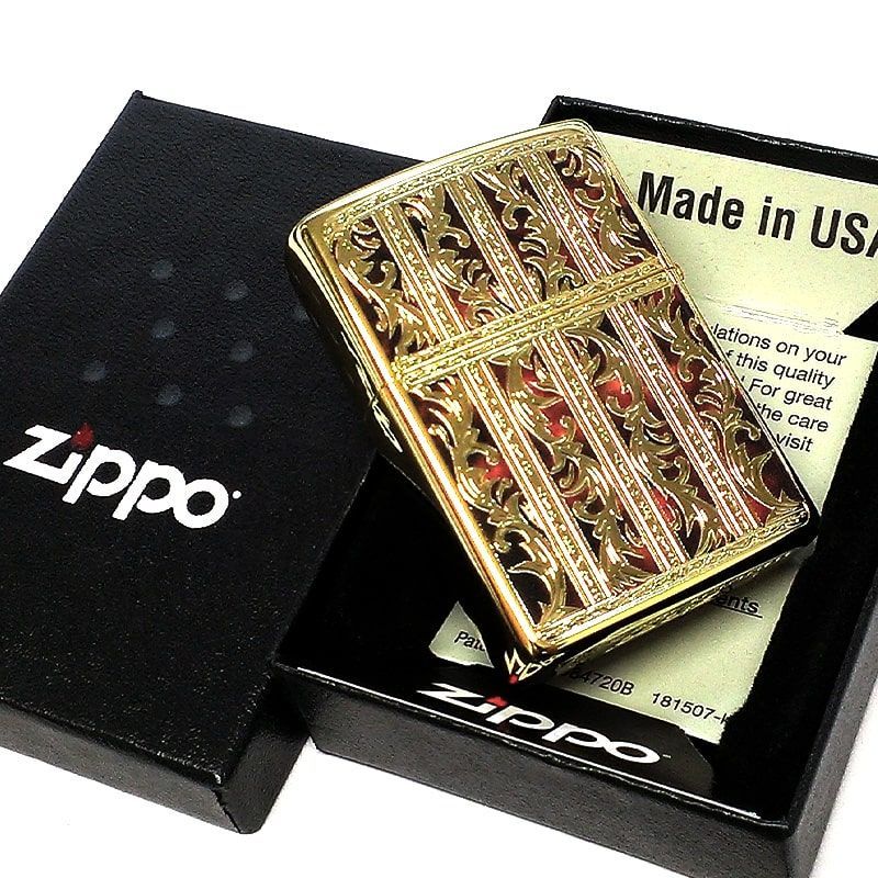 ZIPPO ライター マーブル アラベスク ジッポ ゴールド 金タンク 両面