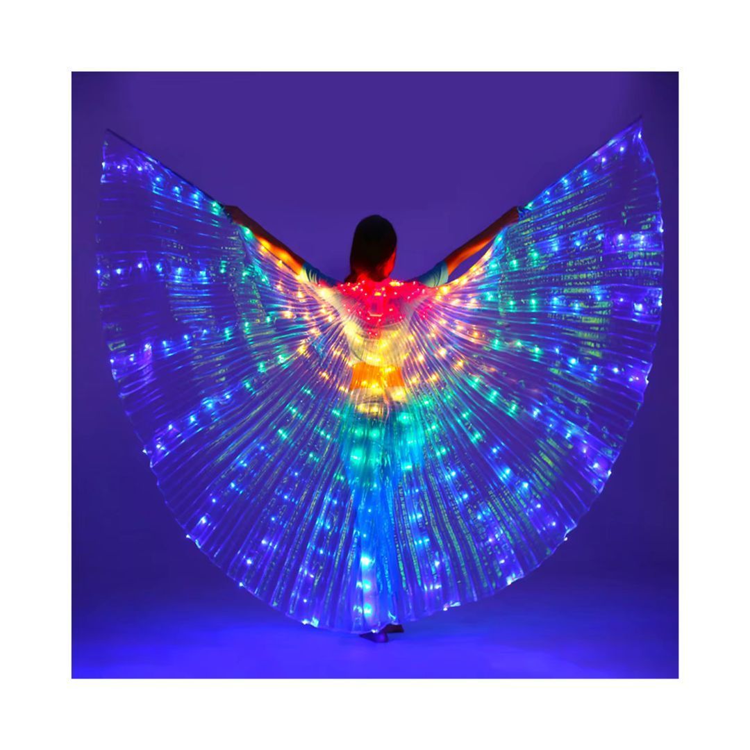 コスプレ　ダンス　ライト　4本セット ベリーダンス 電池タイプ 光る翼 ウィング LEDライト スティック付き