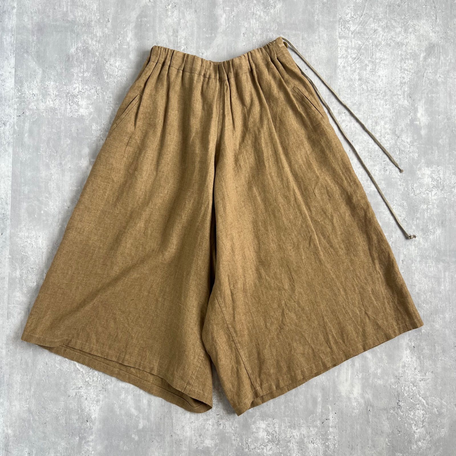 Y s ワイズ ヨウジヤマモト リネン ワイドスカートパンツ Brown ナチュラル 1サイズ TD-P23-301 日本製