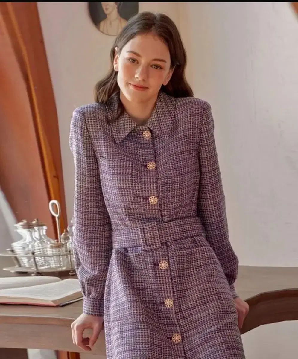 20FW 23 トゥインクルドレス ツイードパープル ジュリー-カーラ