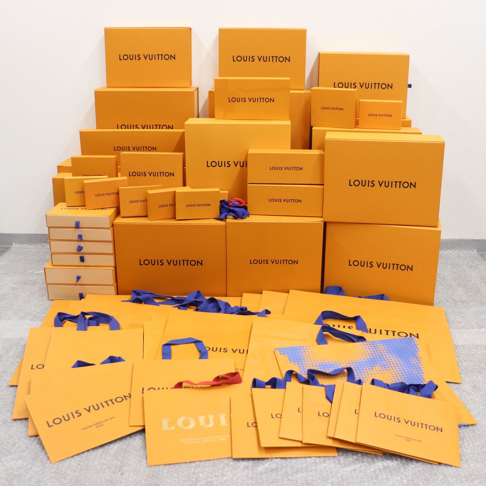 ITLJ4ZH26LMS LOUIS VUITTON ルイヴィトン BOX ショッパー 純正 紙袋 オレンジ 空き箱 まとめ売り 紙袋29枚 箱39個