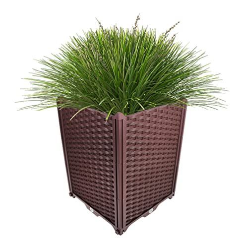 Ｌ_一個セット BAOYOUNI 組み立て簡単ガーデンボックス プランターボックスプラスチック鉢植え入れ花 植物 栽培ブラウン 鉢用品 大型プランター 莱園キット (Ｌ， 一個セット)