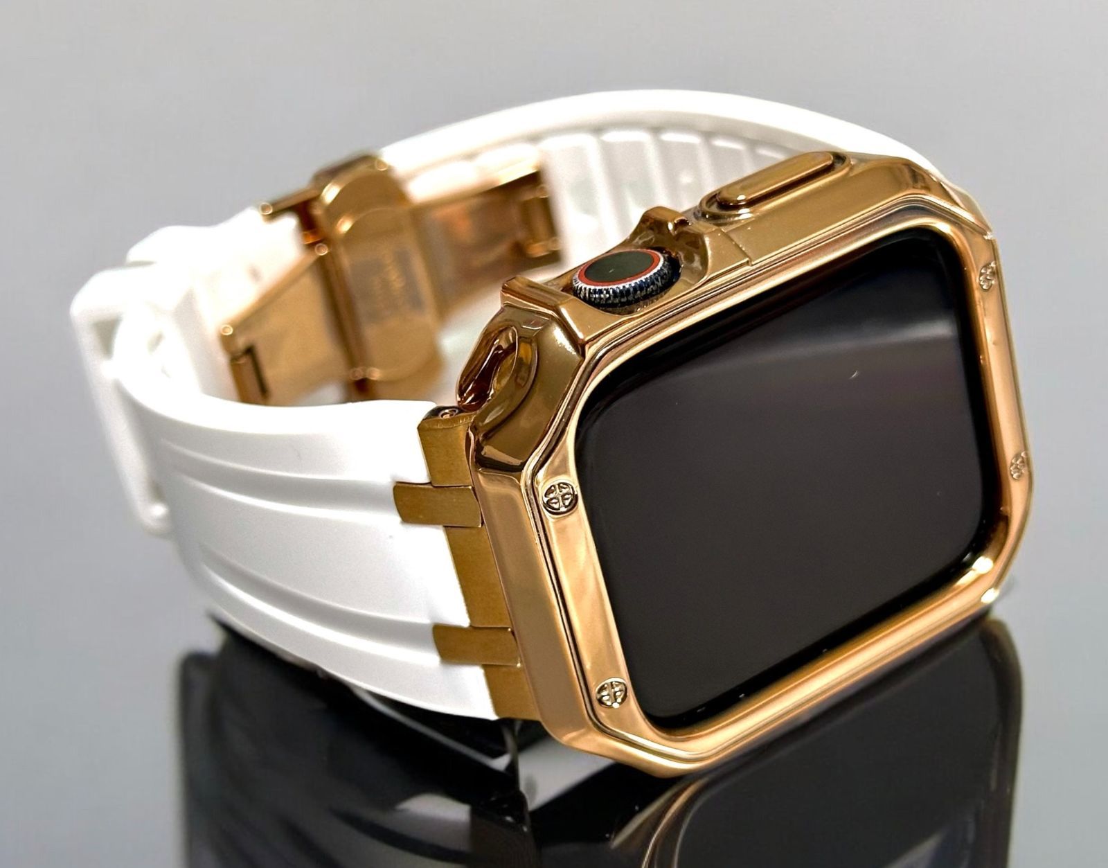 ホワイトローズ☆Apple Watchシームレスバンド ラバーベルト ホワイトローズ☆Apple Watchシームレスバンド ラバーベルト