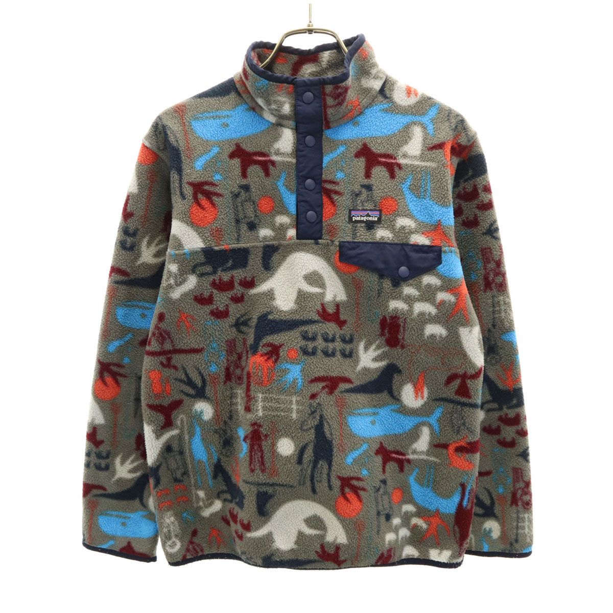 patagonia パタゴニア ハーフボタン プルオーバー フリースジャケット XL14 グレー系 アウトドア キッズ 古着