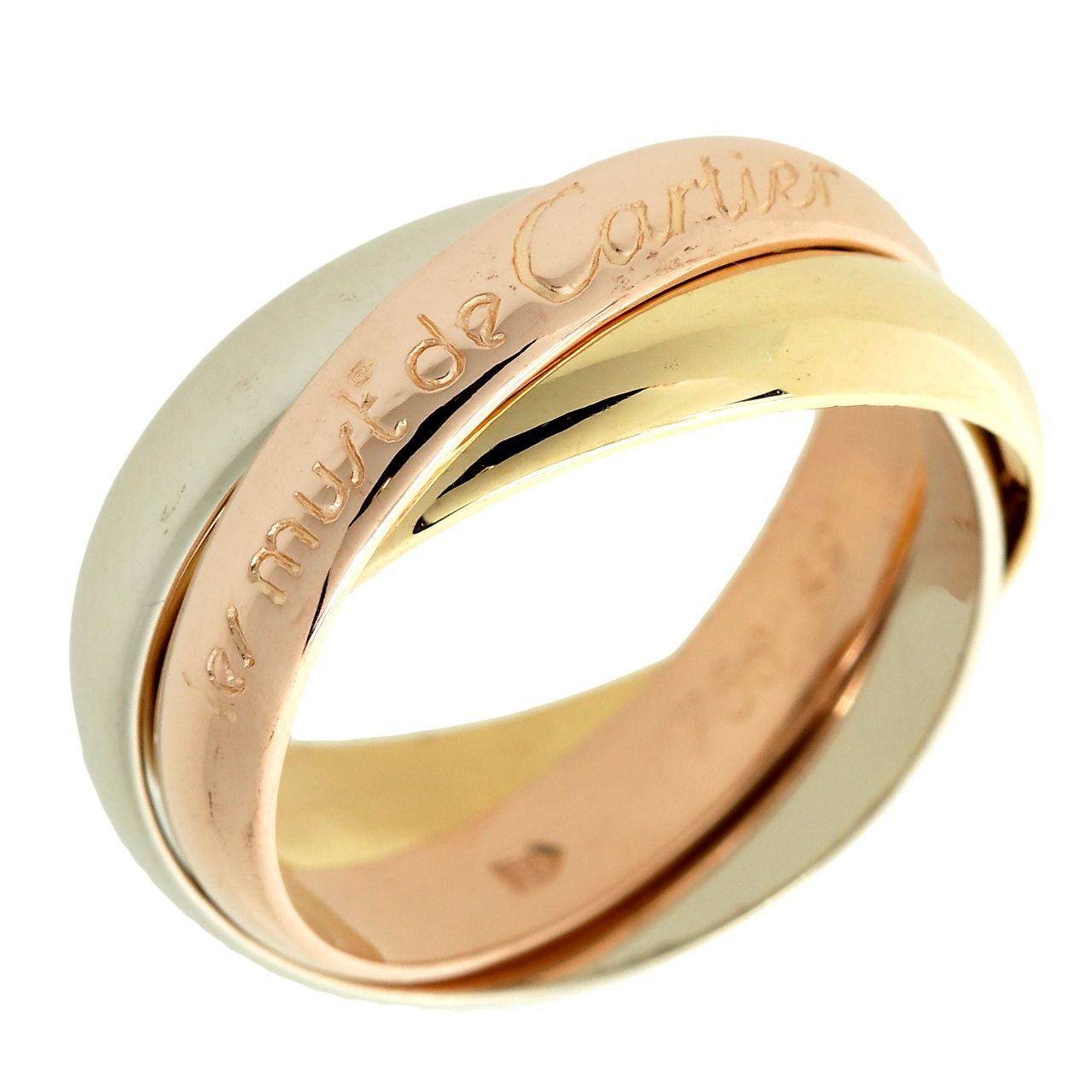 新品仕上げ Cartier カルティエ 750 K18 YG WG PG 3連 トリニティ