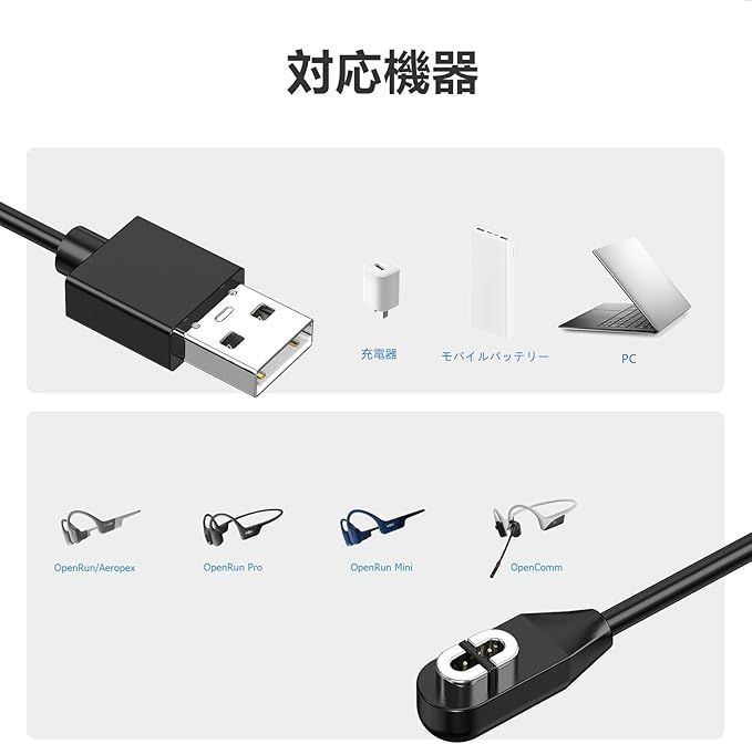 Shokz 充電ケーブル 充電器 Aftershokz ショックス USB充電
