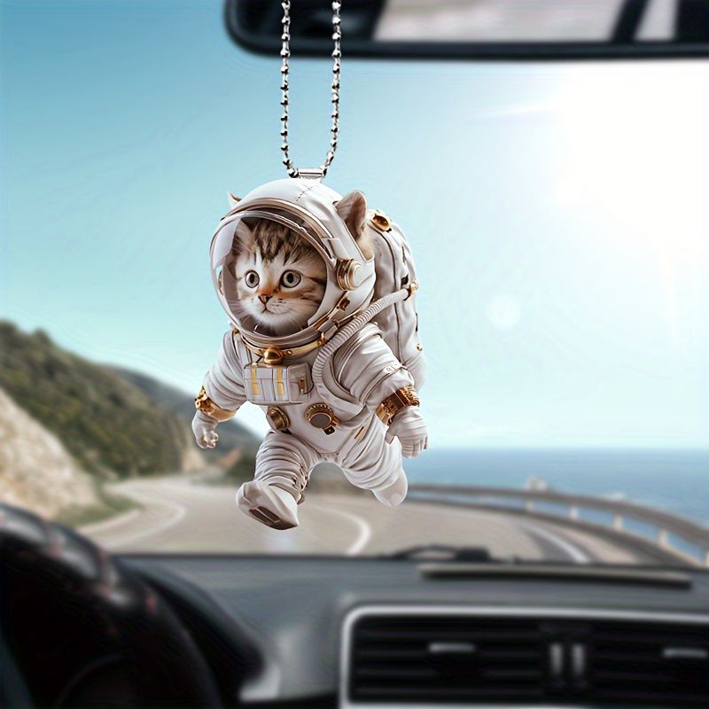 キーホルダー 猫 宇宙飛行士 二足歩行 2D アクリル 8cm 宇宙服を
