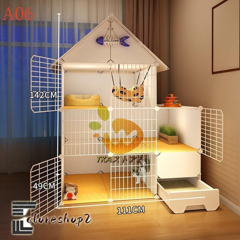 通気性フェンスパネル付き 猫ヴィラキャビネット