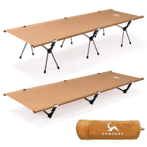 TOMOUNTアウトドアベッドキャンプコットコンパクト折りたたみ式耐荷重150kg2WAY高低兼用高さ調整2段階軽量簡易バイクツーリング野外用自宅用会社用収納バッグ付き