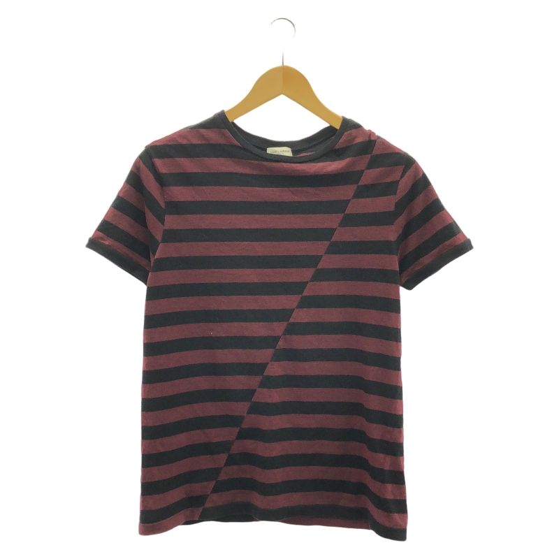 SAINT LAURENT ボーダー Tシャツ サイズM 黒|ワインレッド エディスリマン期 91