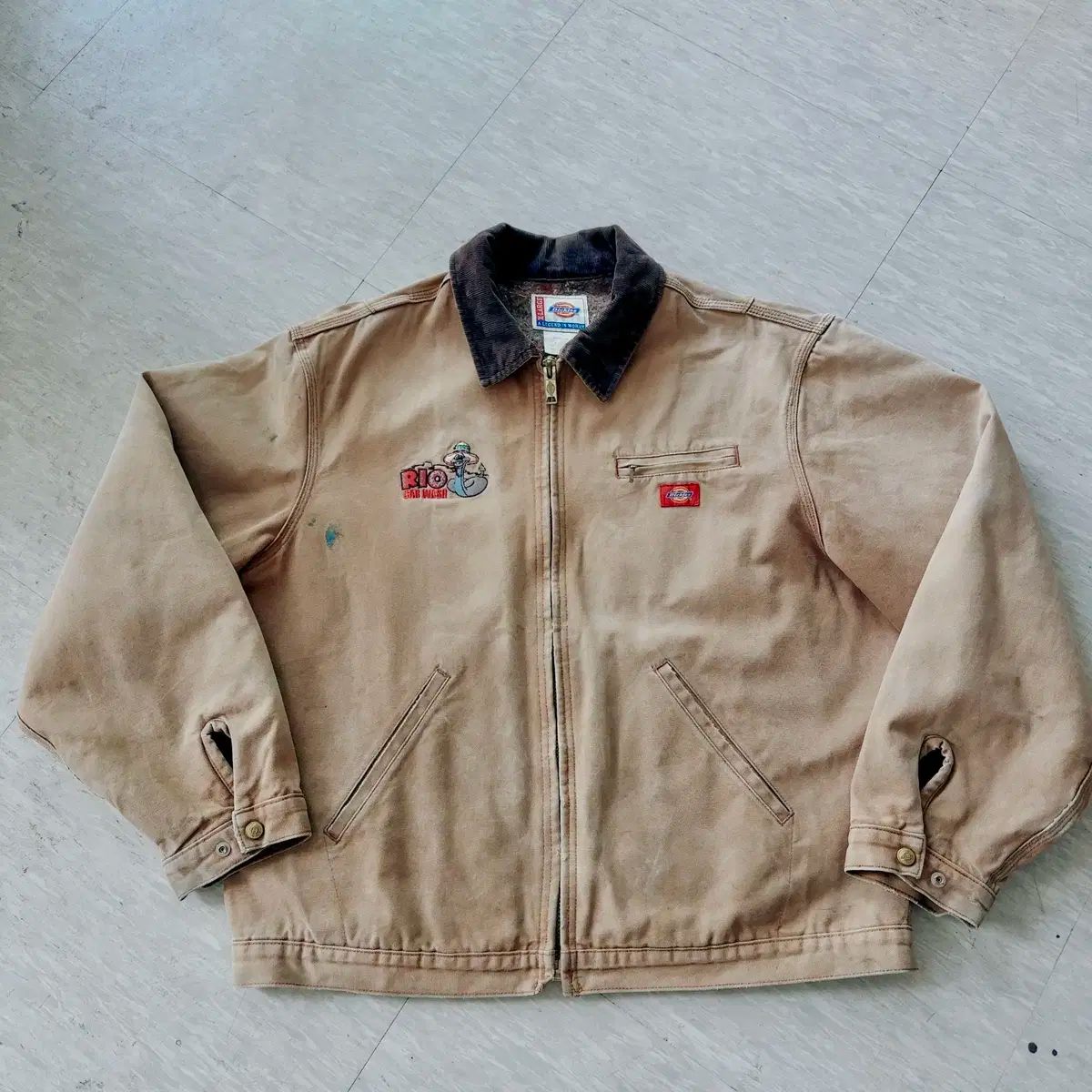 【90s】Dickies デトロイトジャケット デニム ワークジャケット 古着 00s Dickies 襟コーデュロイ ブランケット デニム