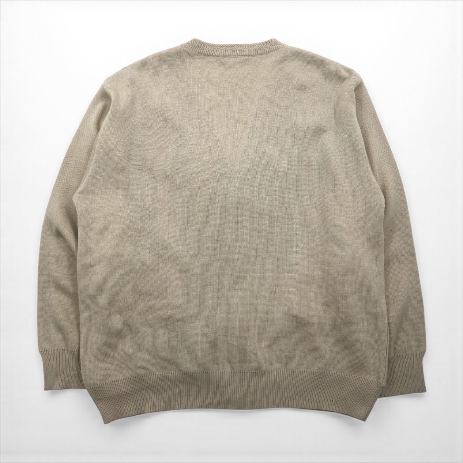 VINTAGE イタリア製 ニット カーディガン ３D L ベージュ ウール MASSOTI メリノウール