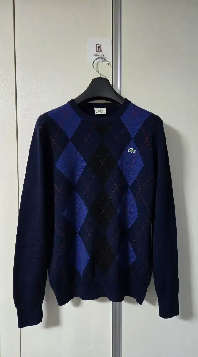 ラコステ アーガイル ニット ネイビー 95 M