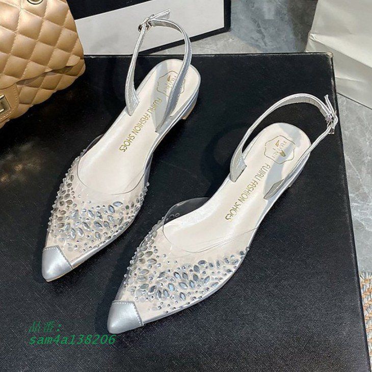 フラットサンダル パンプス クリアシースルー ポインテッドトゥ キラキラ キレイめ 宅込 am4a138206