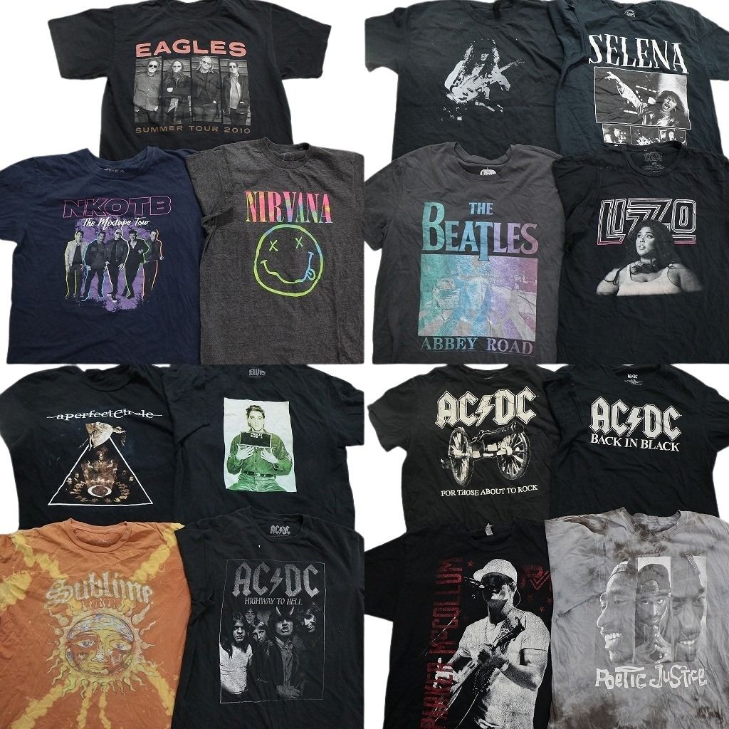 古着卸 まとめ売り 音楽・バンド 半袖Tシャツ 15枚セット (メンズ M /L 