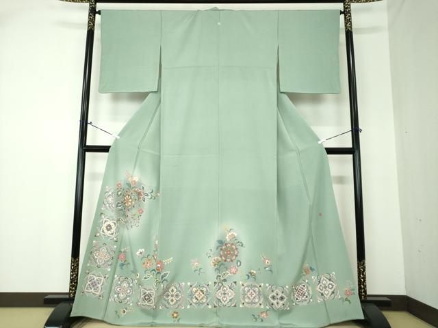平和屋着物●豪華色留袖　駒刺繍　正倉院花鳥文　暈し染め　金銀彩　正絹　逸品　DAAT1273tw 平和屋着物○豪華色留袖 駒刺繍 正倉院花鳥文 暈し