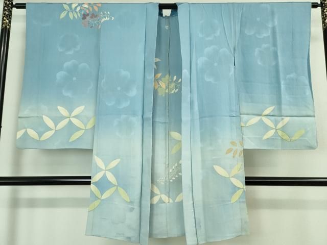 平和屋着物 上 アンティーク 大正ロマン 長羽織 単衣 草花文 暈し染め DZAA8408kh5