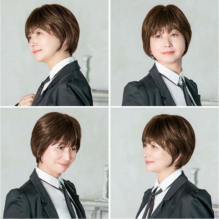 プリシラ 白髪かくしウィッグ人毛100％ショート 人毛アッシュブラウン