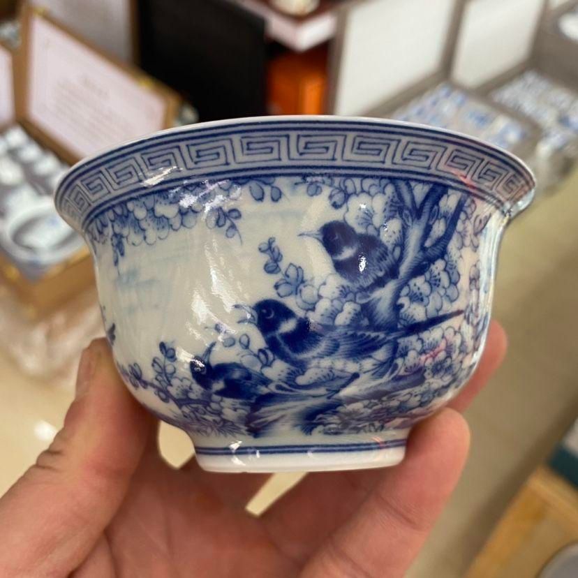 中国茶器 景徳鎮 陶磁器 青花喜上眉梢三才蓋碗 茶碗 煎茶器 新品