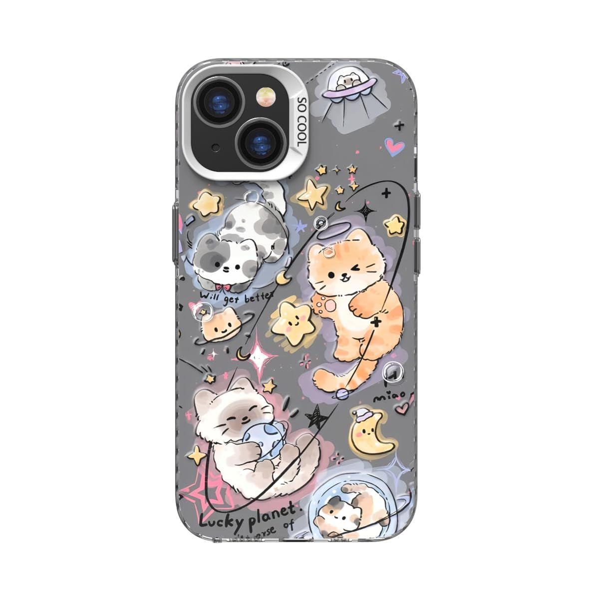 【在庫処分】Mainoyo iphone 16 用 ケース カバー アイフォン ケース 可愛い 漫画 猫 ハムスター カピバラ おしゃれ ストラップホール付き 薄型 軽量 綺麗 アニメ スマホケース (高い空猫 iphone16)