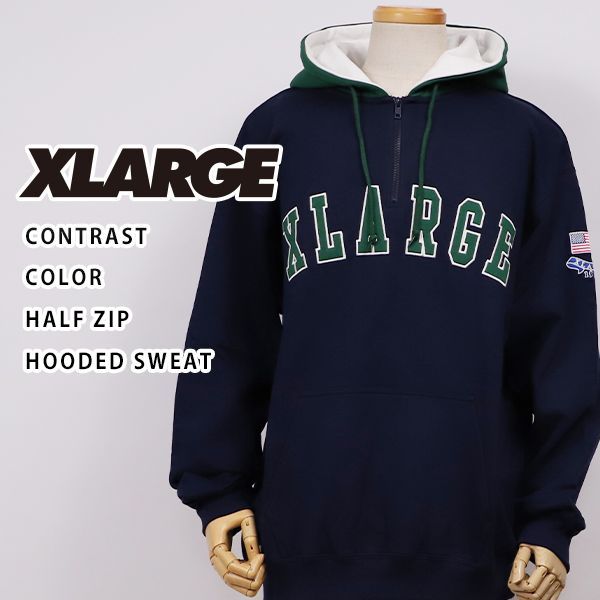 XLARGE】NVY エクストララージ ハーフジップパーカー 22年秋冬新作