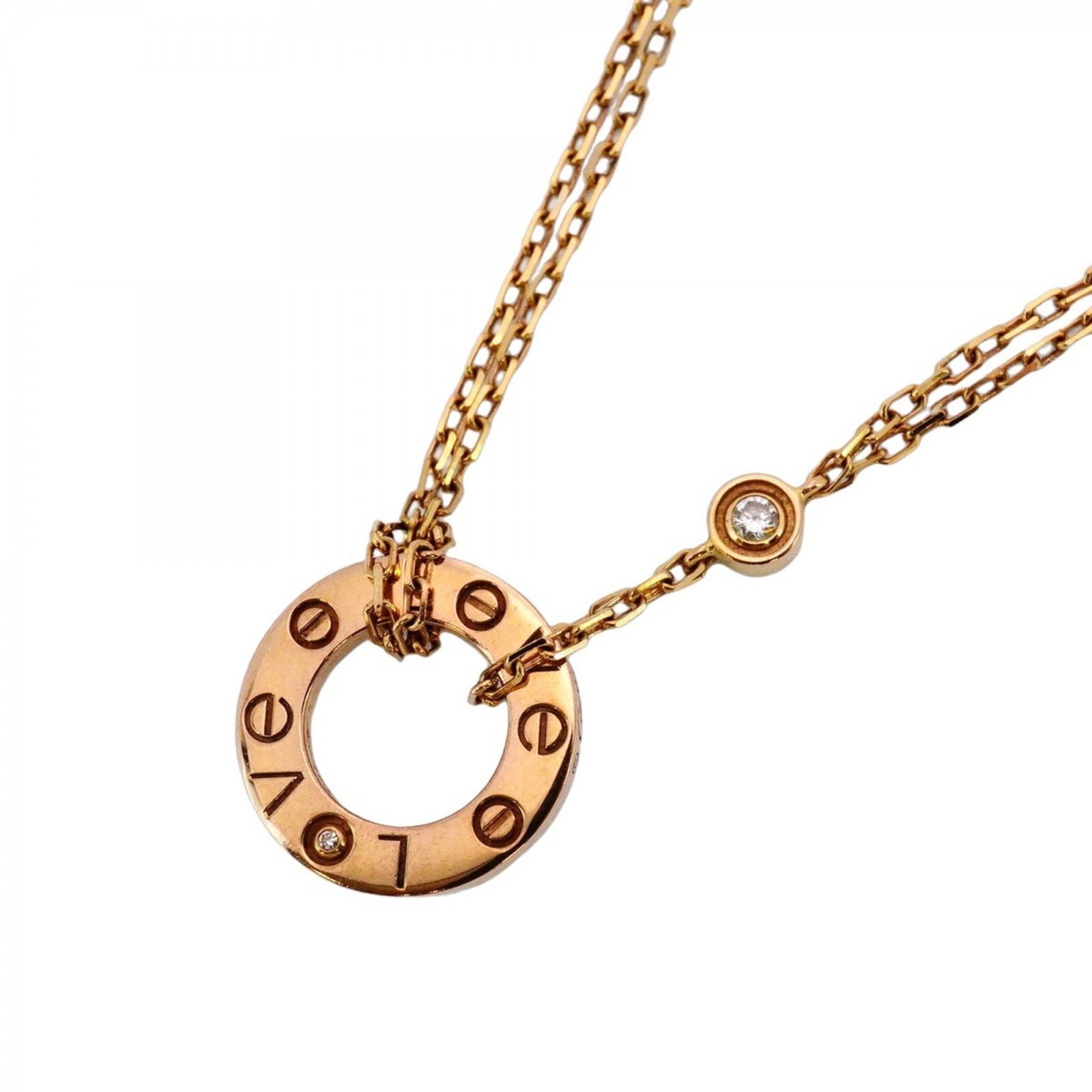カルティエ ローズゴールド ネックレス 極美品 カルティエ(Cartier) カルティエ ネックレス ラブ サークル 2PD
