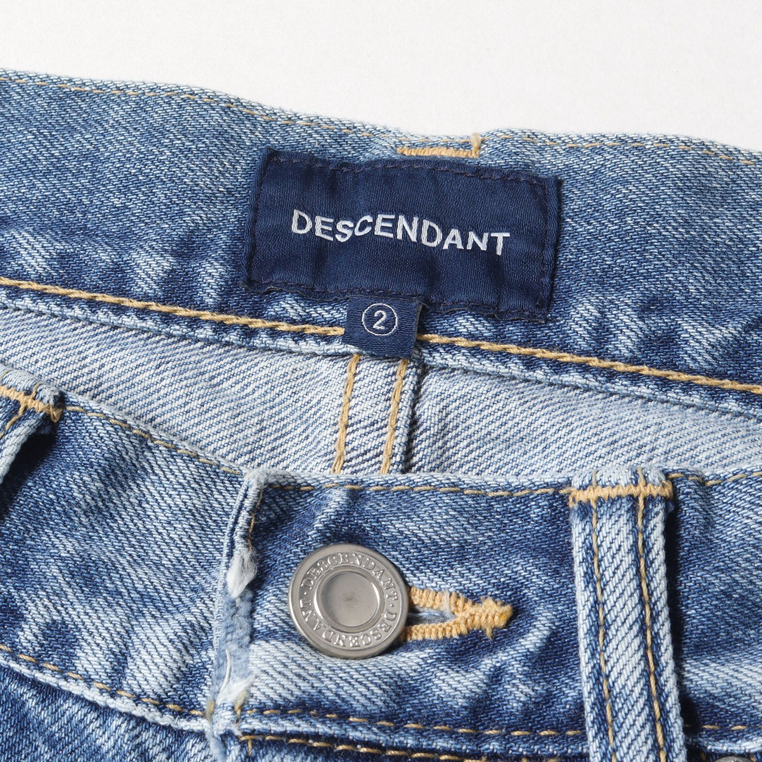 【美品】DESCENDANT ディセンダント ダメージデニム ジーンズ サイズ2 DESCENDANT ディセンダント DIN-4 DAMAGE JEANS ダメージ加工