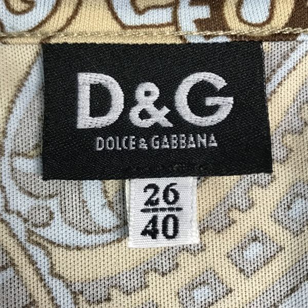美品/日本正規代理店タグ★ドルチェ＆ガッバーナ/D&G★ペイズリー柄/半袖Tシャツ/カットソー【レディースM-L/ベージュ】tops/Shirt◆cBH845 美品/日本正規代理店タグ☆ドルチェ＆ガッバーナ/D&G☆ペイズリー柄
