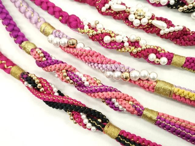 平和屋着物●和装小物 振袖用飾り付き帯締め10本セット パール 花 金糸 CAAX8192ju