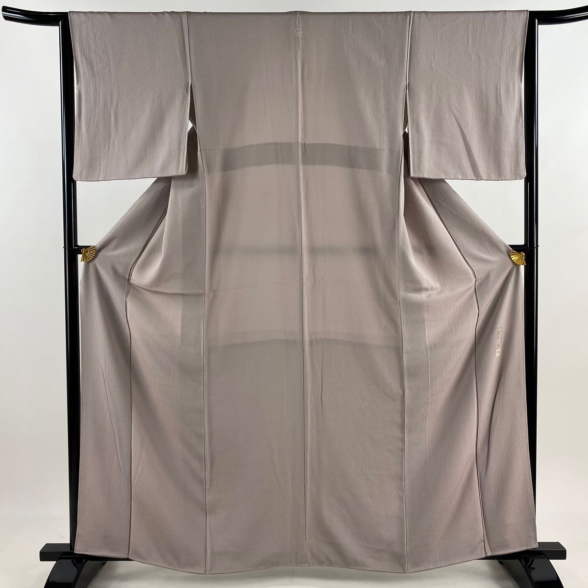 色無地 身丈160cm 裄丈65cm M 袷 横山伸 縮緬 薄紫 正絹 秀品 一つ紋