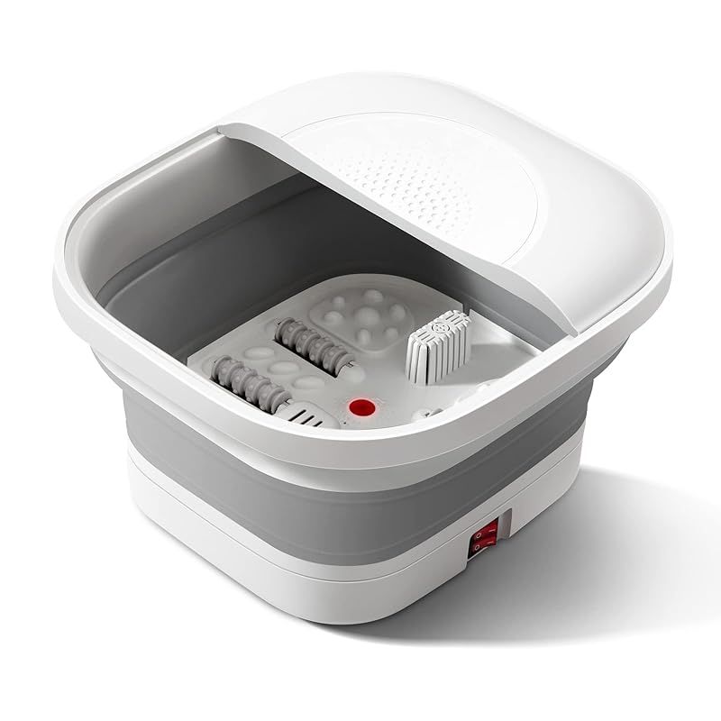 GOQRAQ フットバス 保温機能付き 足湯 折りたたみ式フットバス 電動式 折り畳みフットバス 足湯バケツ 蓋付き バブル機能 コンパクト収納 省スペース 足浴桶 足湯器家で足湯 父母ギフト 敬老の日プレゼント 0