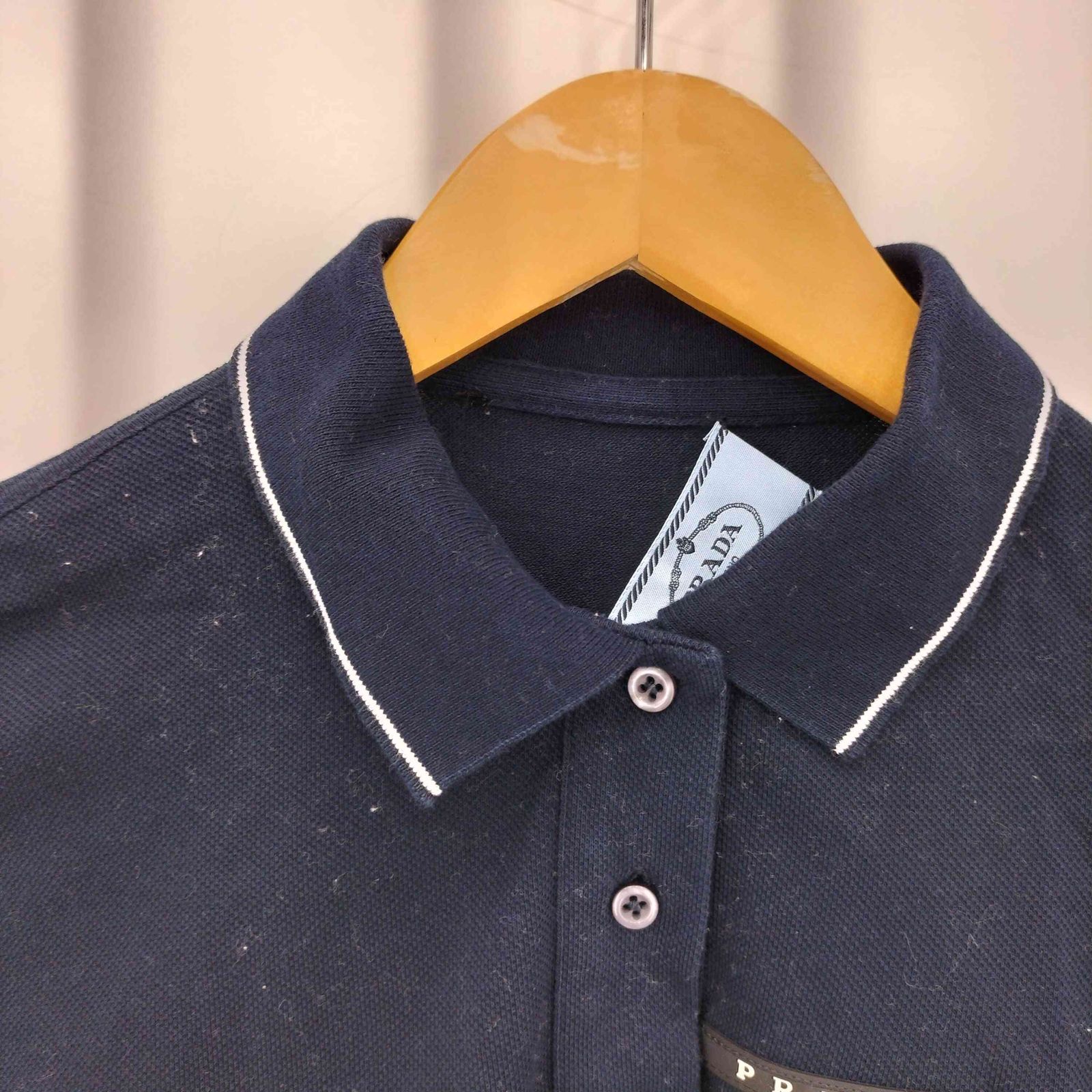 プラダ PRADA 鹿の子 ラバーロゴ 半袖 ポロシャツ レディース M