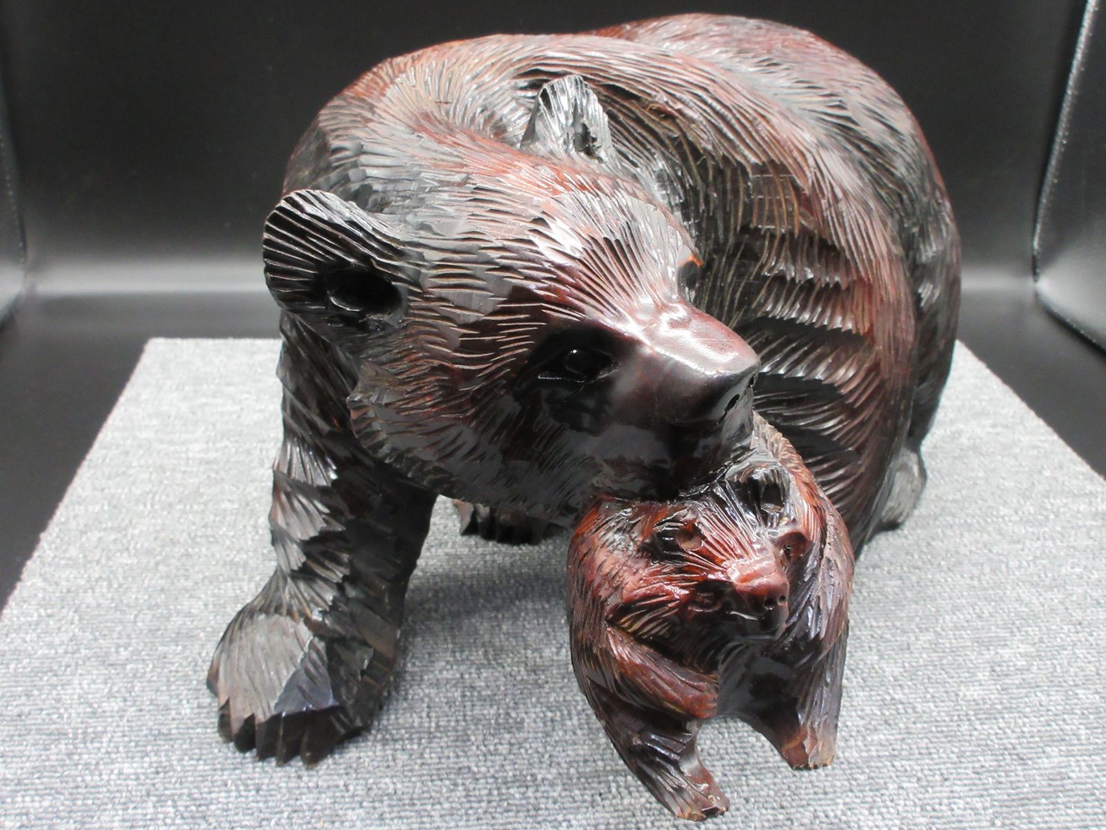 熊木彫り北海道小川作17号クマ手彫り置物壁掛け希少レトロ