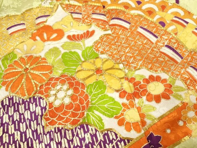 平和屋着物[]七五三 女の子 7歳 祝着 四つ身 袋帯セット 駒刺繍