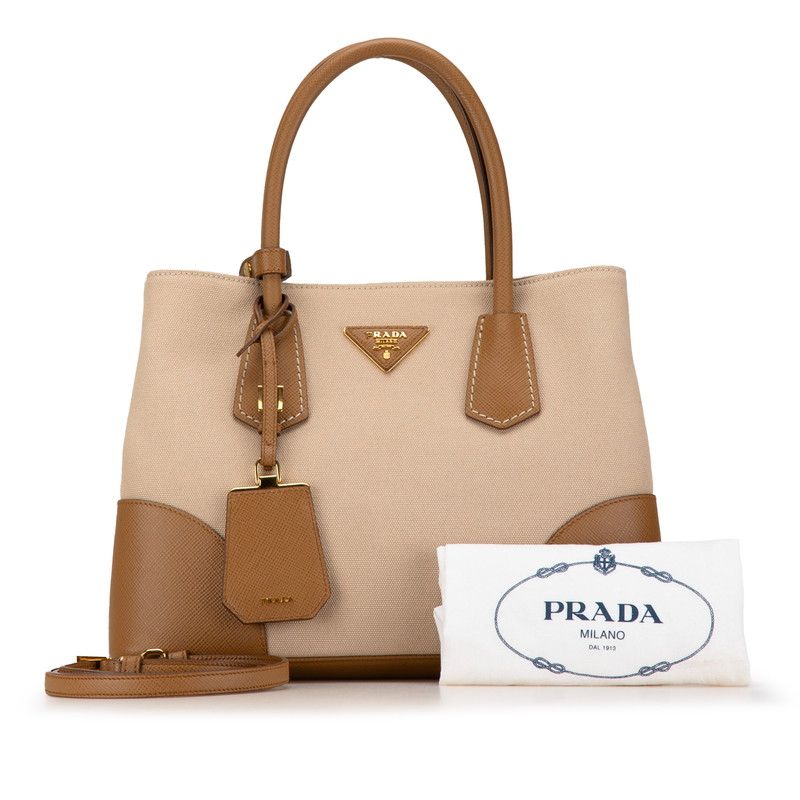 PRADA ハンドバッグ 三角ロゴプレート レザー ベージュ 美品 PRADA