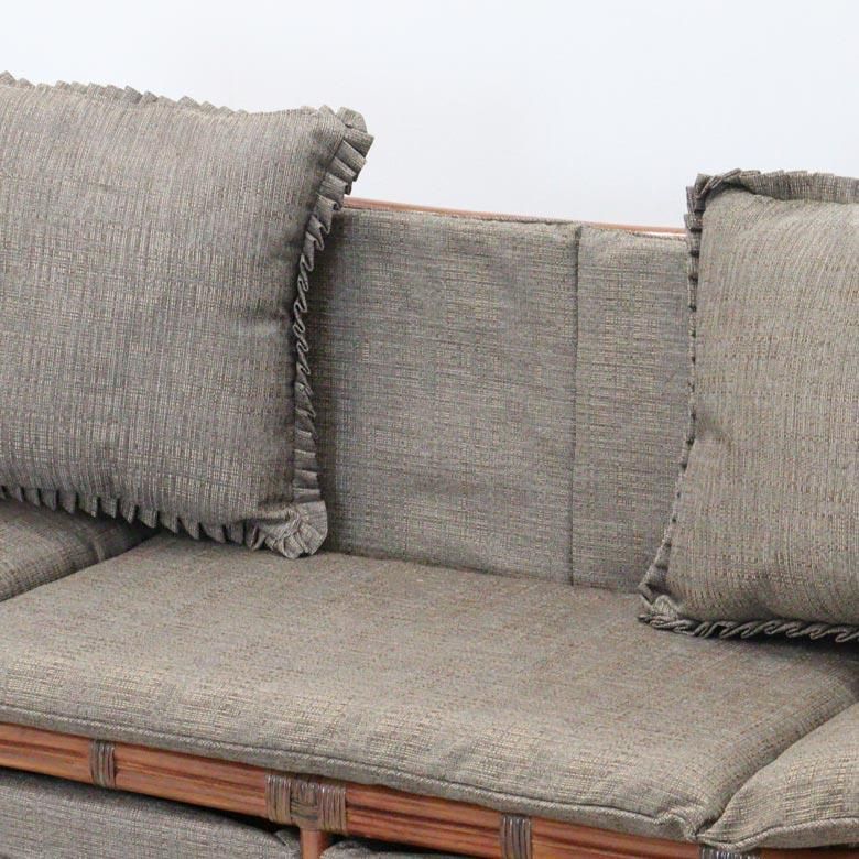 ラタン二人がけソファ クッション２個付き 軽量 ソファー リバーシブル ラタンカウチソファ クッション２個付き 軽量 ソファー セパレート 140