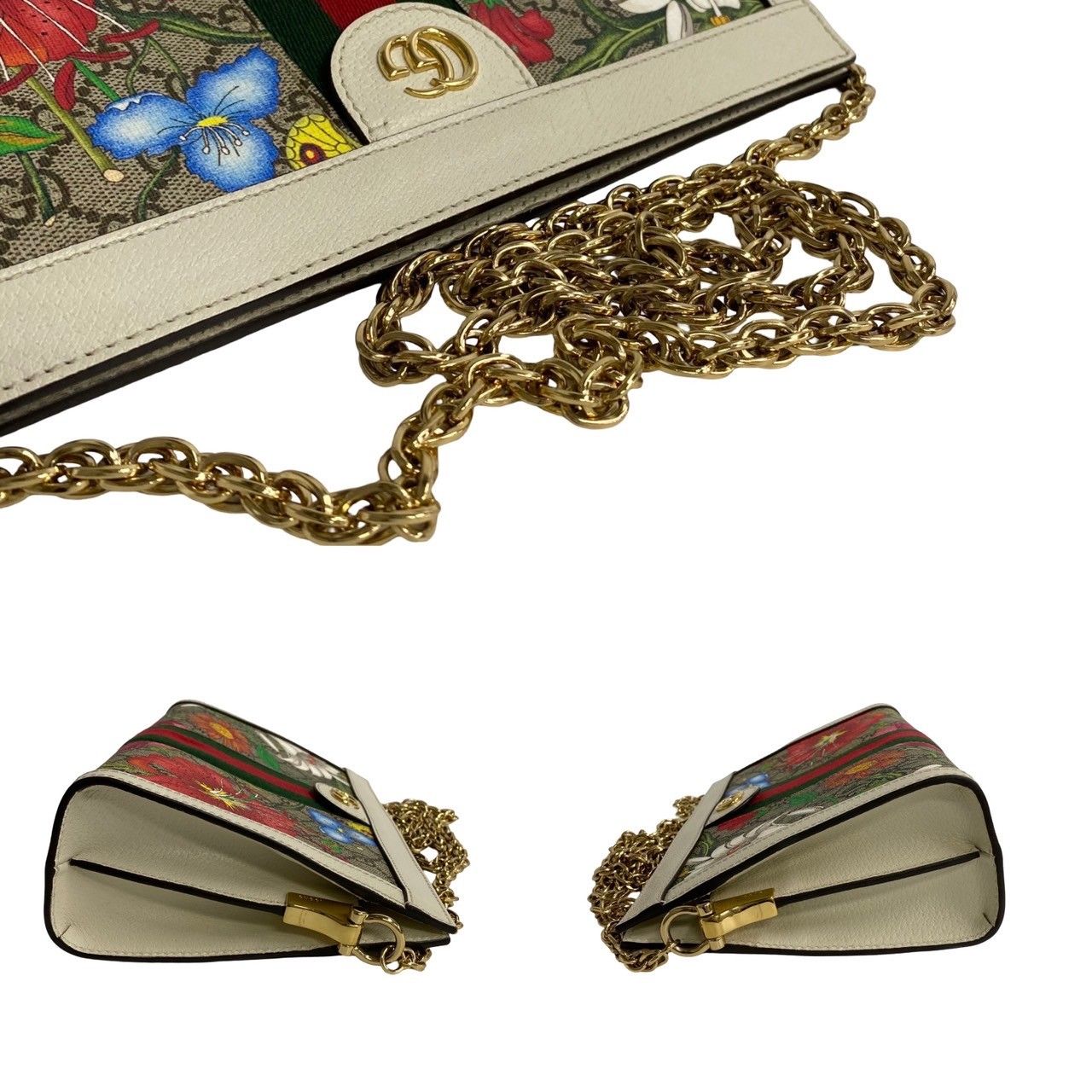 ほぼ未使用 GUCCI グッチ オフィディア フローラ チェーン ショルダー 