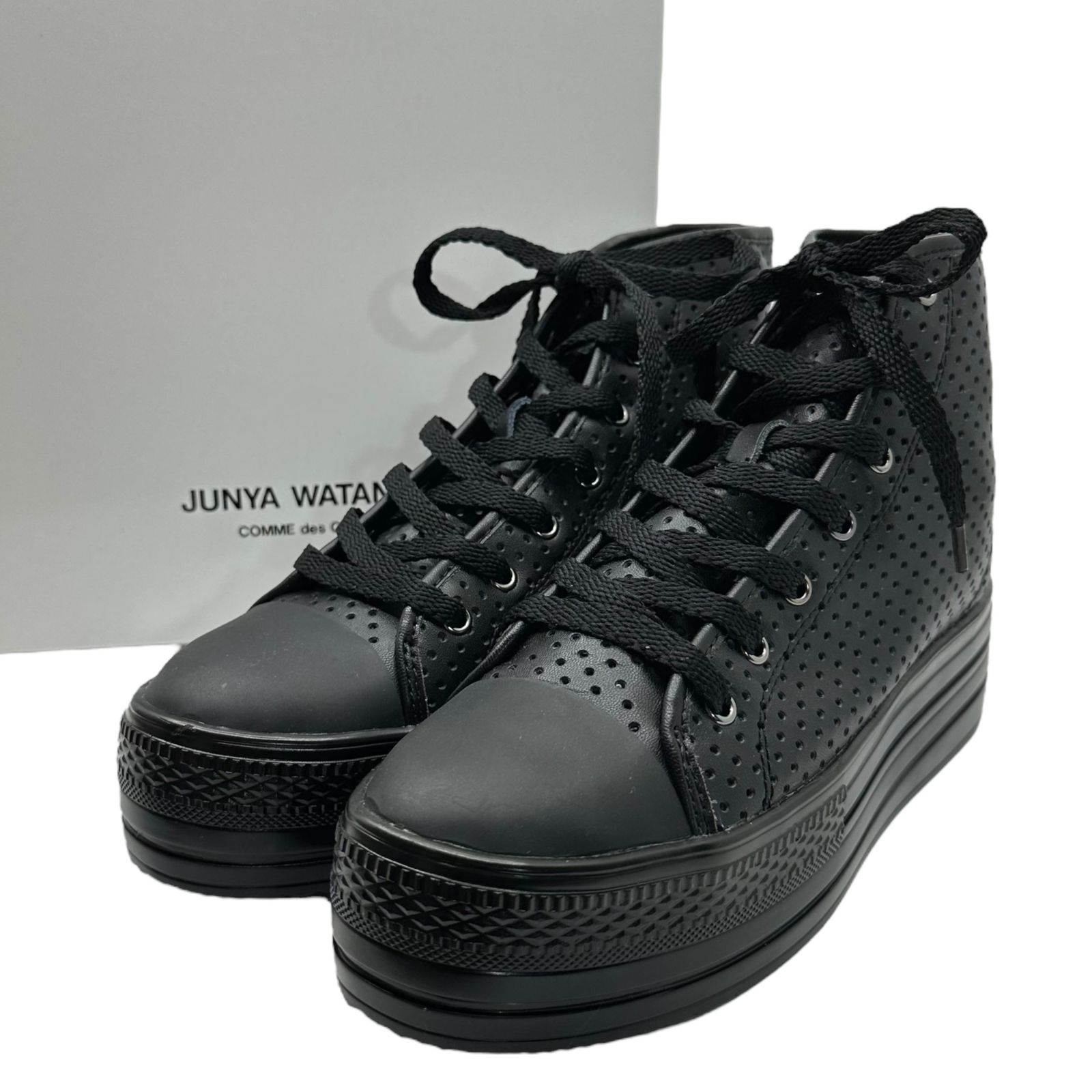 ジュンヤワタナベ コムデギャルソン レザーパンチング　ハイカット厚底スニーカー JUNYA WATANABE COMME des GARCONS ジュンヤワタナベ