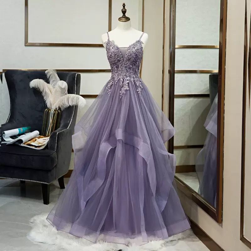 ドレス 演奏会 安い ロングドレス コンサート 披露宴 パーティードレス 発表会 二次会 Aライン 結婚式 ステージ衣装 パープル