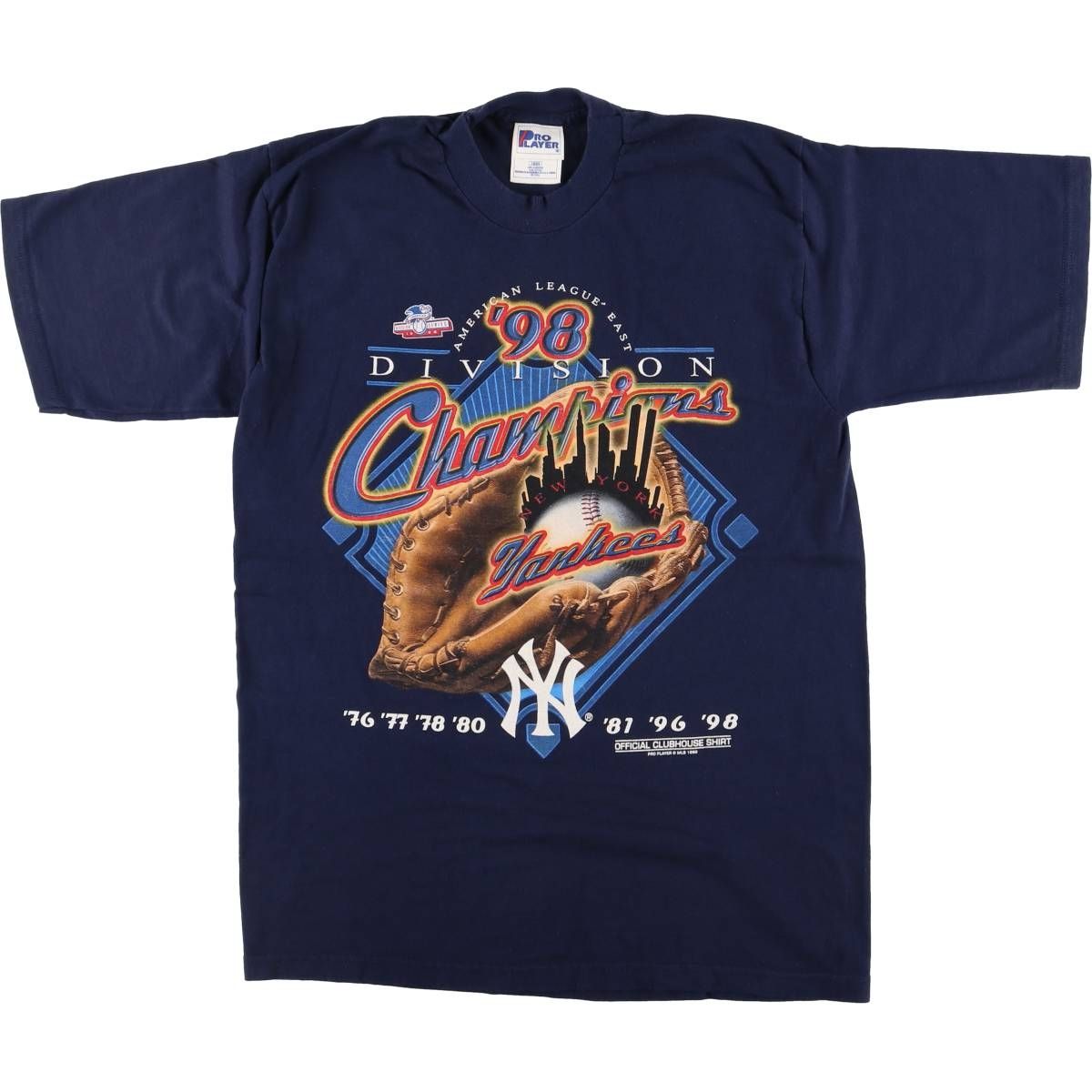 古着 90年代 PRO PLAYER MLB NEW YORK YANKEES ニューヨークヤンキース DIVISION CHAMPION スポーツTシャツ メンズM相当|eaa543454