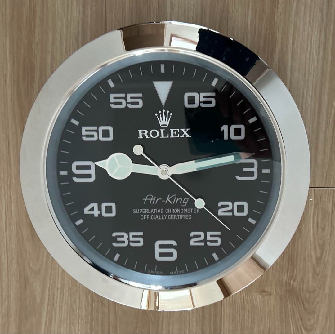 海外販促品 新品 ROLEX掛け時計 エアキング シルバー/ブラック