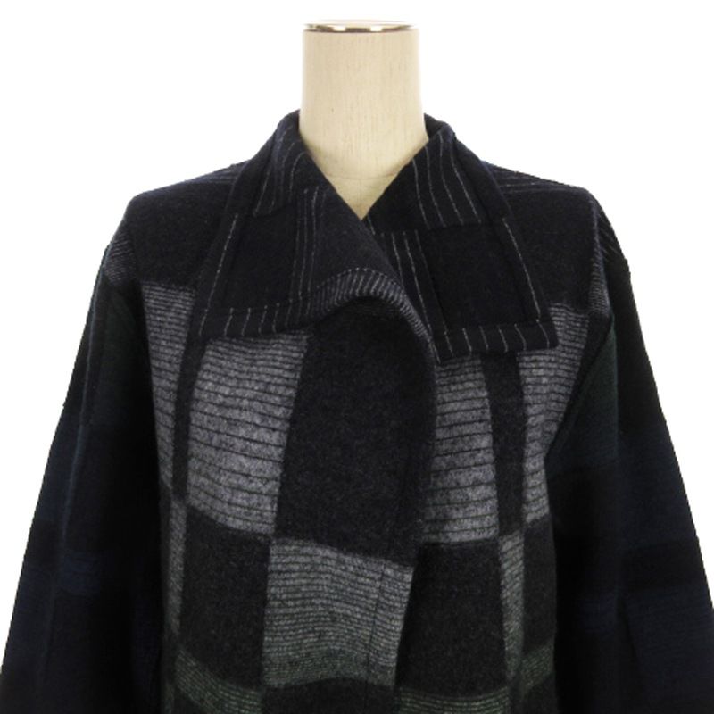 イイネス iines 佐藤繊維 タグ付き チェック柄 圧縮 ニット コート