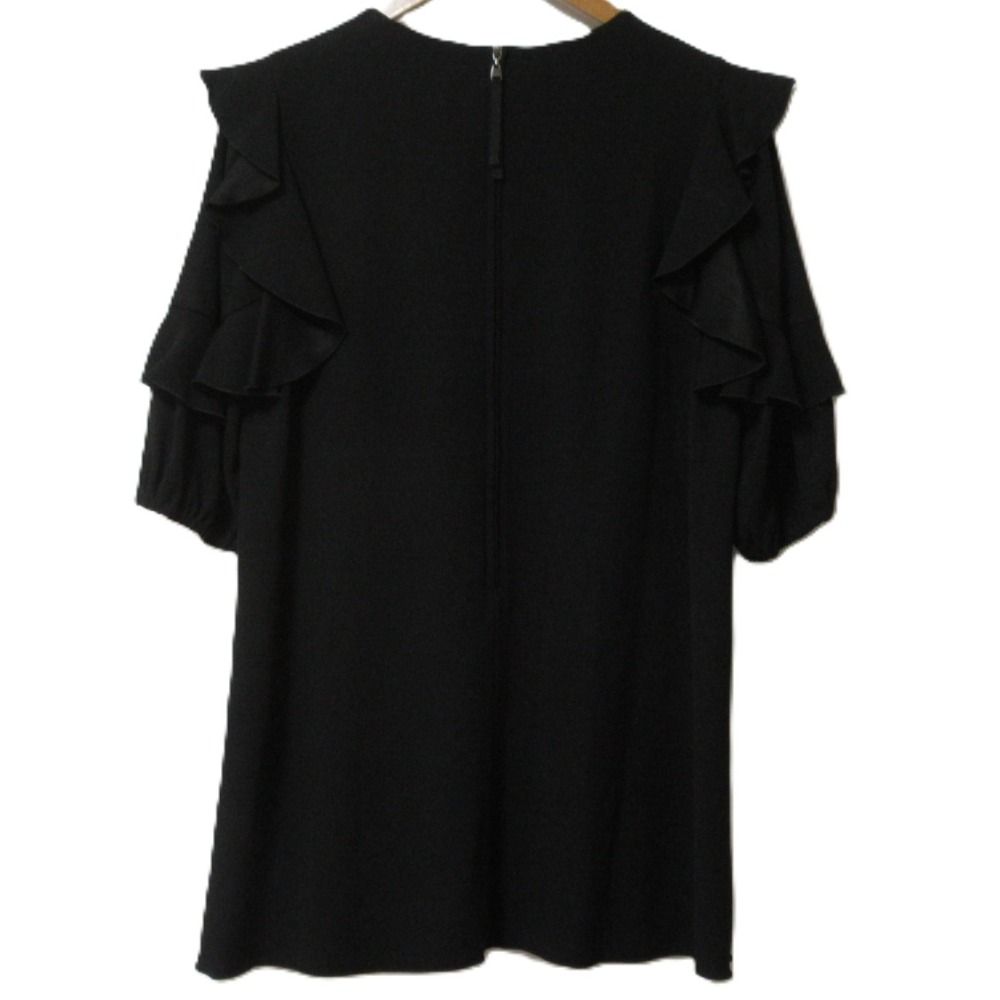 美品 FOXEY NEW YORK フォクシーニューヨーク クルーネック フリルスリーブブラウス カットソー 37510 サイズ40 ブラック レディース 古着 中古 美品 FOXEY NEW YORK フォクシーニューヨーク クルーネック