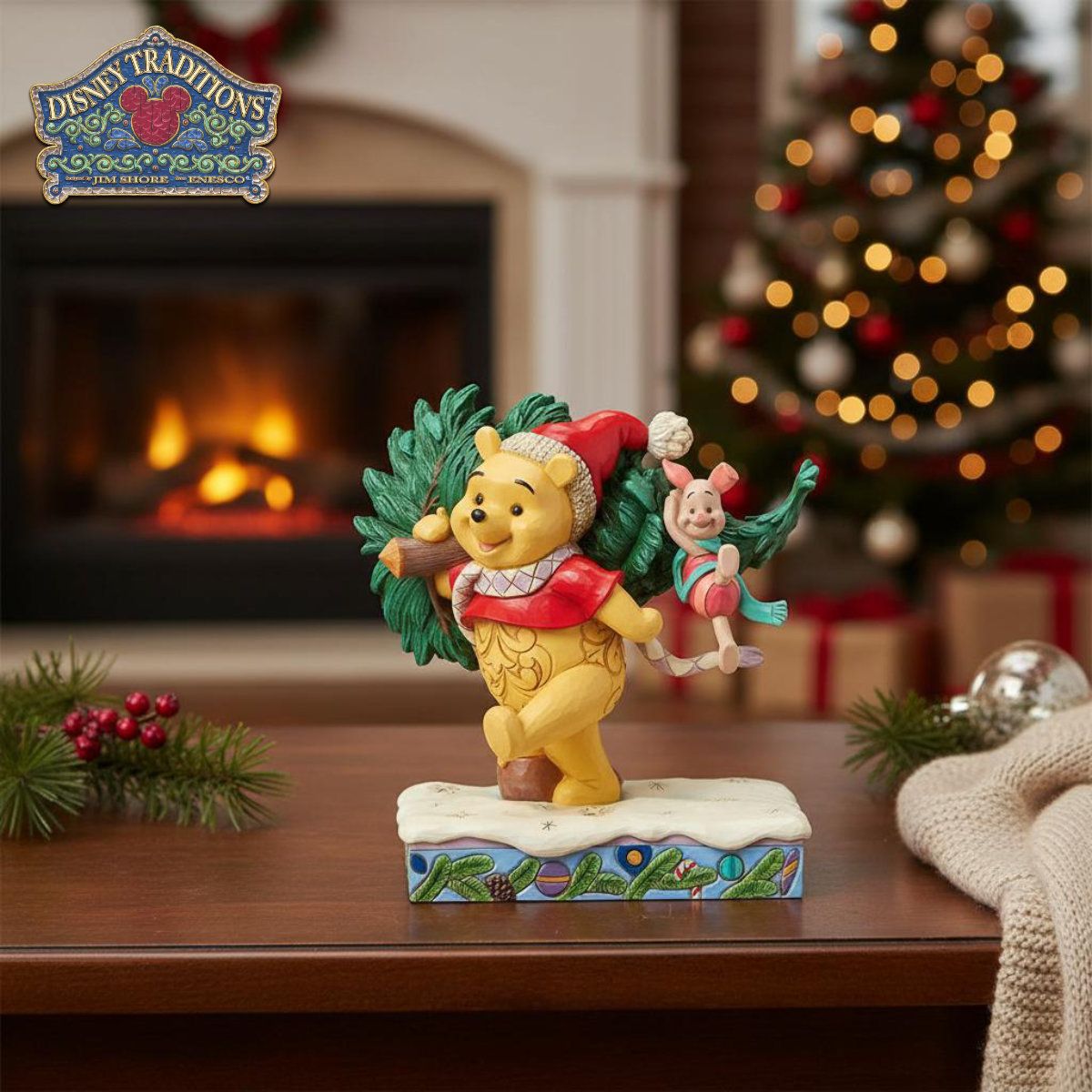 ジムショア（Jim Shore） ディズニー くまのプーさん クリスマス プー&ピグレット クリスマスツリー 15.8cm くまのプーさん クリスマス