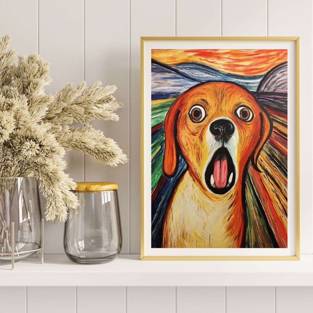 The Scream Dog - ビーグル犬 No.3】 ムンク 叫び アート