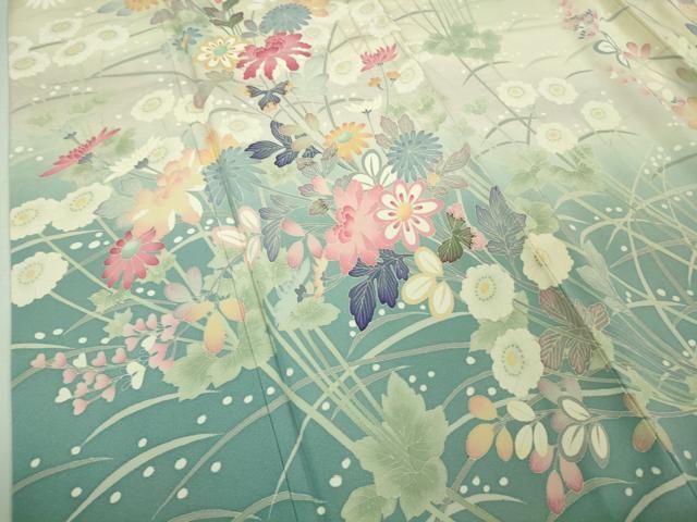 平和屋本店□極上 本加賀友禅作家 茶谷孝志 訪問着 枝花文 暈し染め 砥