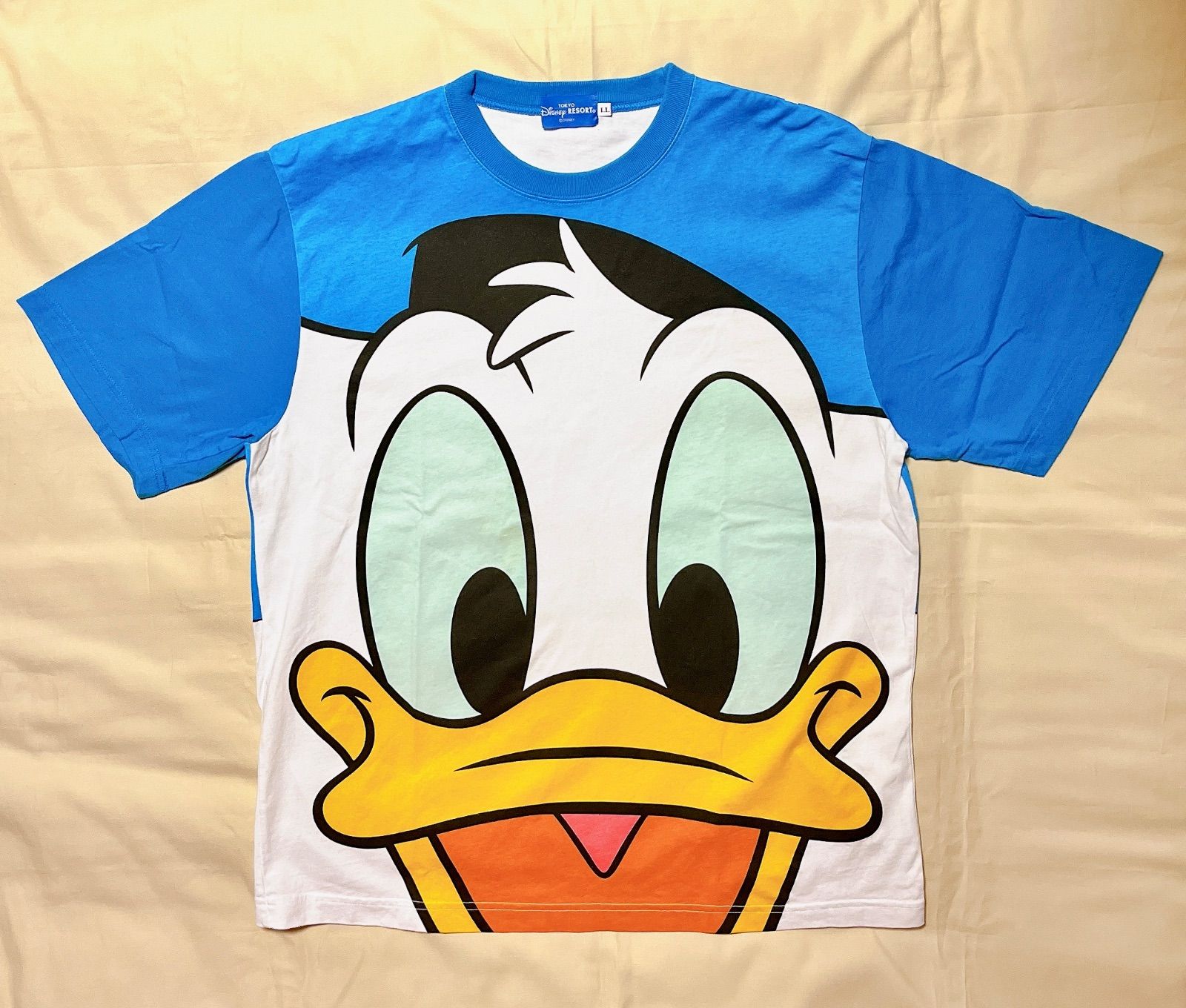 美品 キャラクターTシャツ ドナルドダック 水色 ライトブルー 白